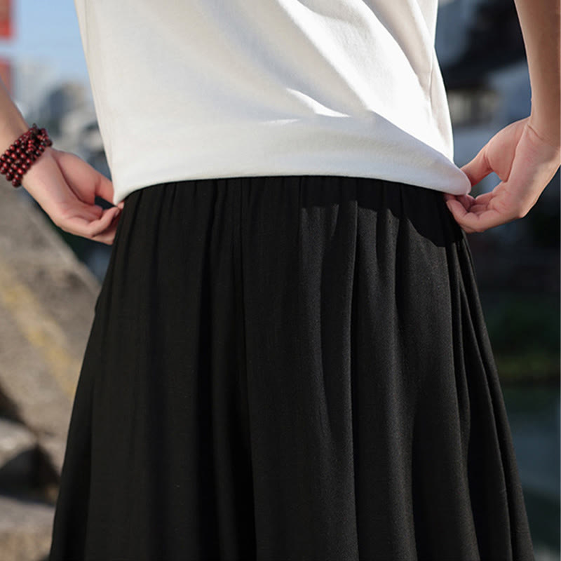 Pantalon large en coton doux avec cordon de serrage et poches pour homme, motif patchwork simple et Buddha Stones - image 24