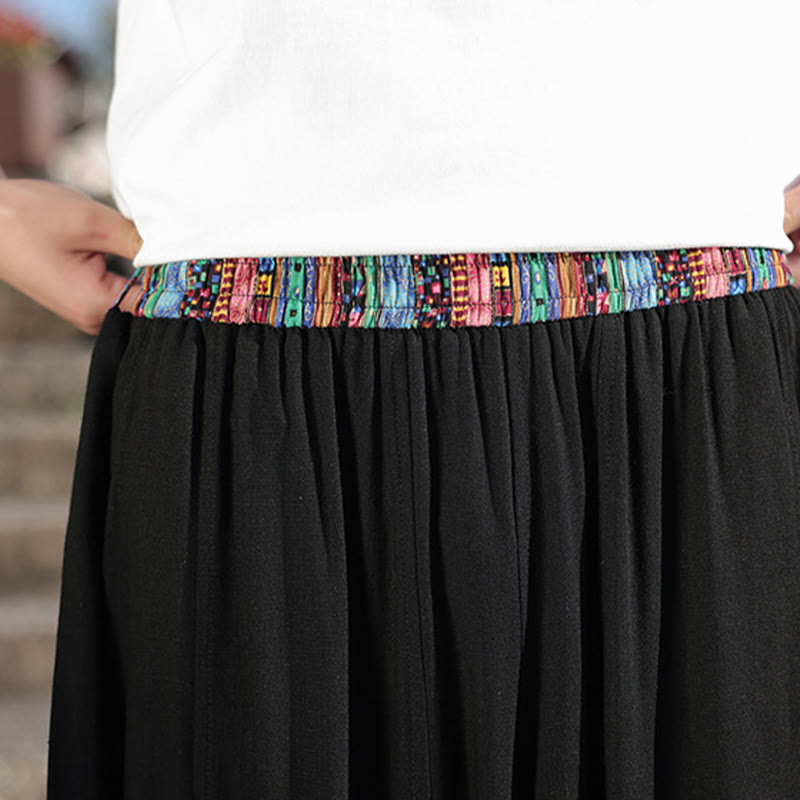 Pantalon large en coton doux avec cordon de serrage et poches pour homme, motif patchwork simple et Buddha Stones