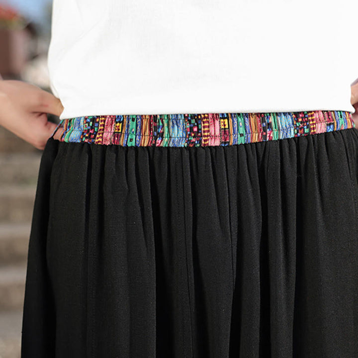 Pantalon large en coton doux avec cordon de serrage et poches pour homme, motif patchwork simple et Buddha Stones