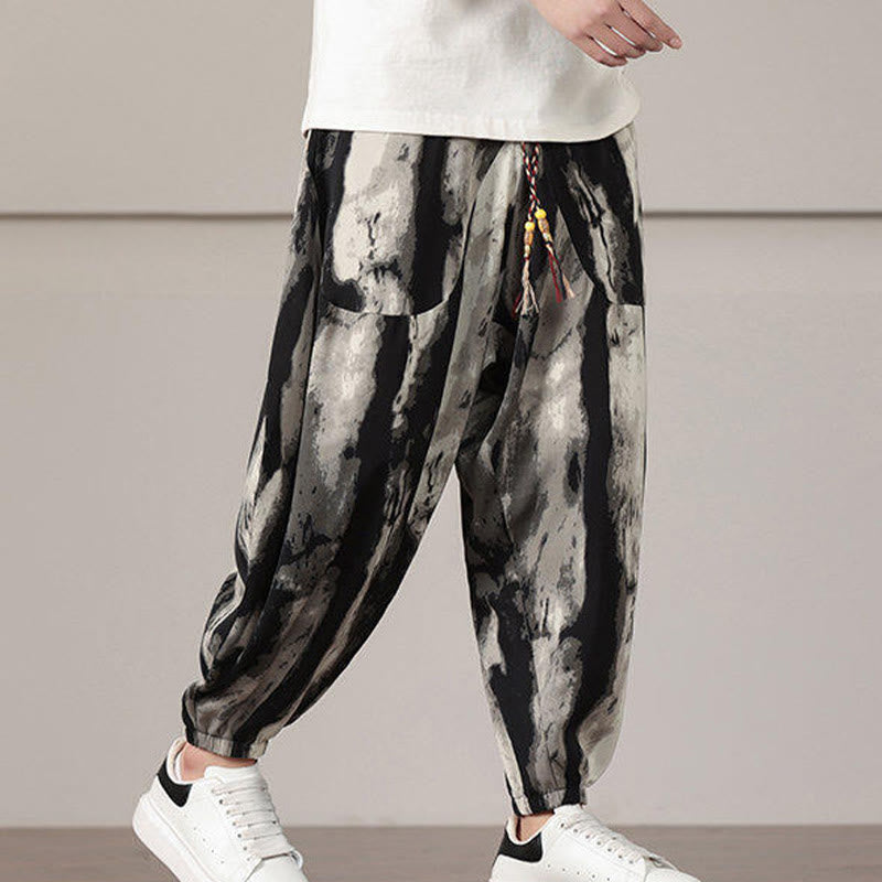 Sarouel pour homme avec cordon de serrage et poches, motif rayures et Buddha Stones - image 6