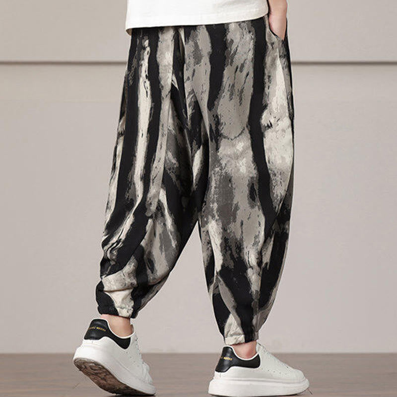 Sarouel pour homme avec cordon de serrage et poches, motif rayures et Buddha Stones - image 2