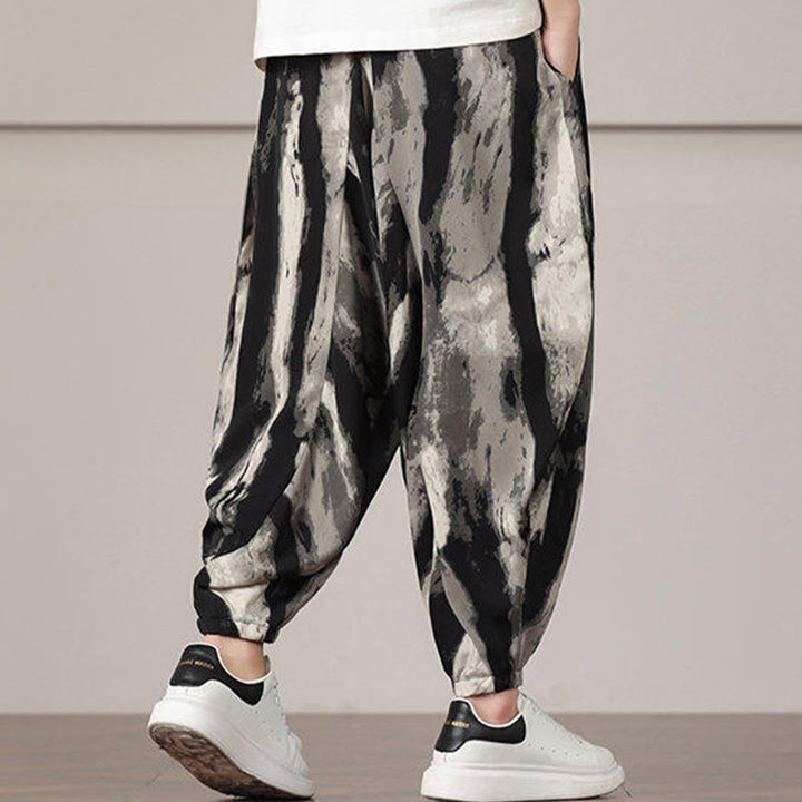 Sarouel pour homme avec cordon de serrage et poches, motif rayures et Buddha Stones - image 2