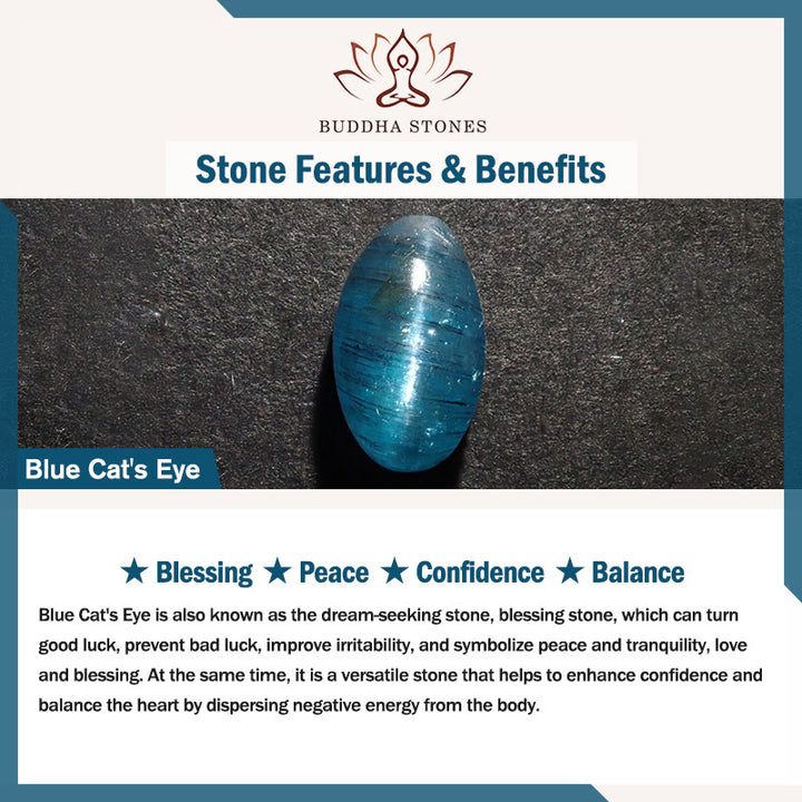 Collier avec pendentif boule ronde œil de chat en Buddha Stones