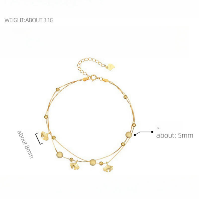 Buddha Stones double couche en argent sterling 925 avec protection en forme de feuille de ginkgo - image 11