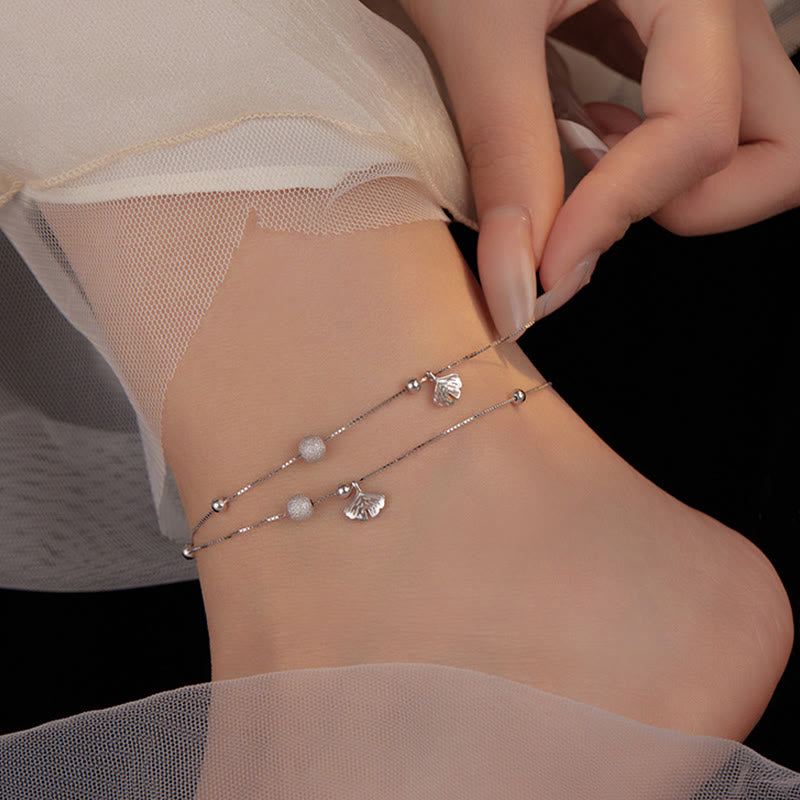 Buddha Stones double couche en argent sterling 925 avec protection en forme de feuille de ginkgo - image 5