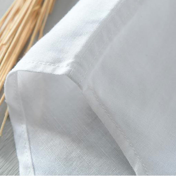 Chemise homme en coton et lin à manches courtes et boutons style simple Buddha Stones - image 9