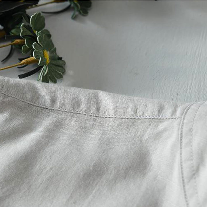 Chemise homme en coton et lin à manches courtes et boutons style simple Buddha Stones - image 16