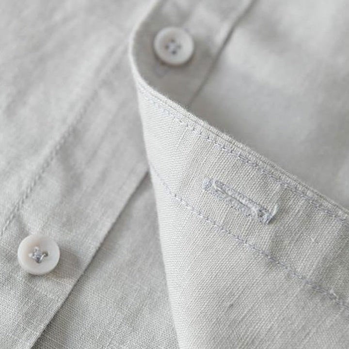 Chemise homme en coton et lin à manches courtes et boutons style simple Buddha Stones - image 15