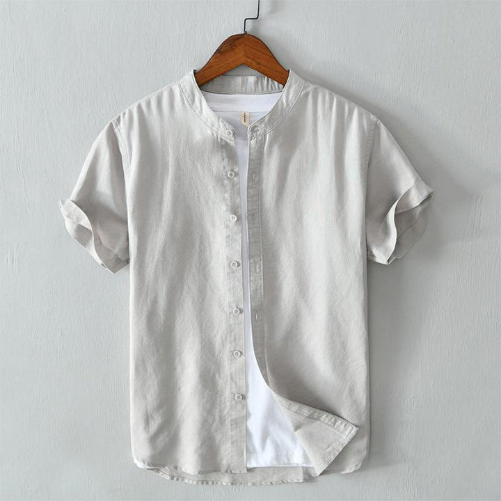 Chemise homme en coton et lin à manches courtes et boutons style simple Buddha Stones - Gainsboro - US/UK/AU44，EU54 (4XL) - image 13