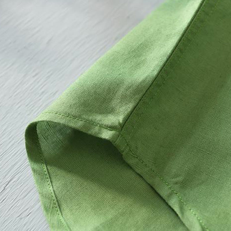 Chemise homme en coton et lin à manches courtes et boutons style simple Buddha Stones - image 5