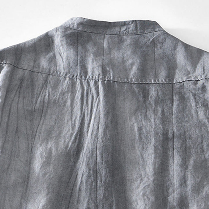 Chemise homme en coton ramie à manches courtes et col en V Buddha Stones - image 3