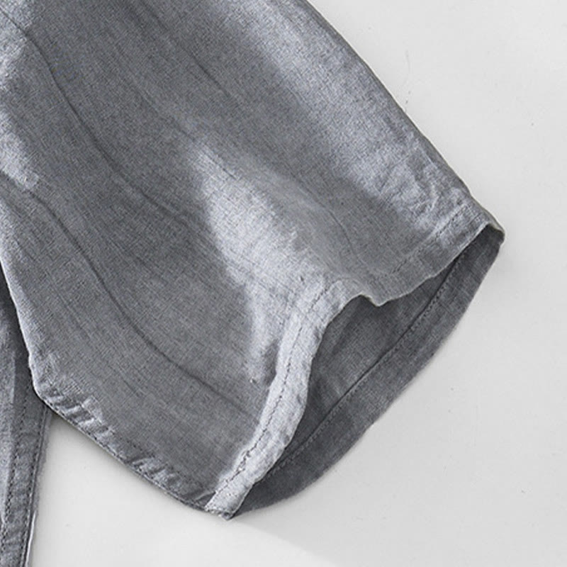 Chemise homme en coton ramie à manches courtes et col en V Buddha Stones - image 4