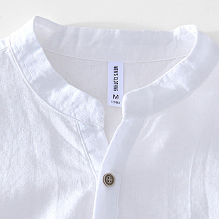 Chemise homme en coton ramie à manches courtes et col en V Buddha Stones - image 14