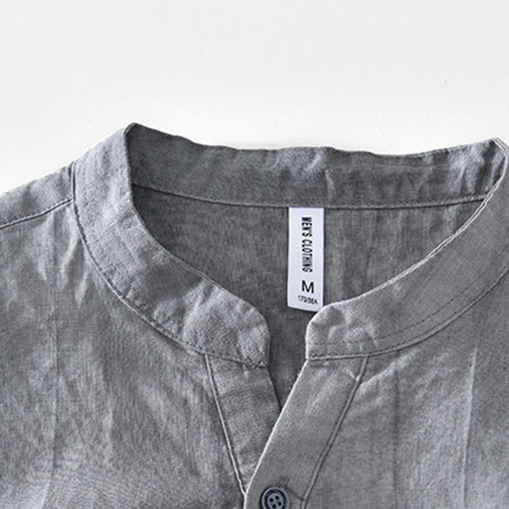 Chemise homme en coton ramie à manches courtes et col en V Buddha Stones - image 2