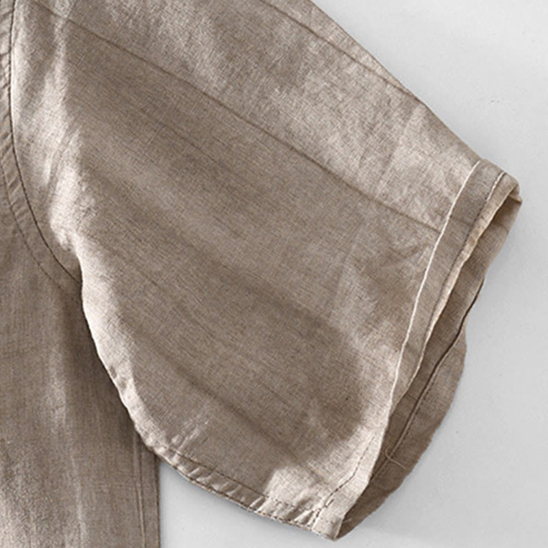 Chemise homme en coton ramie à manches courtes et col en V Buddha Stones - image 10