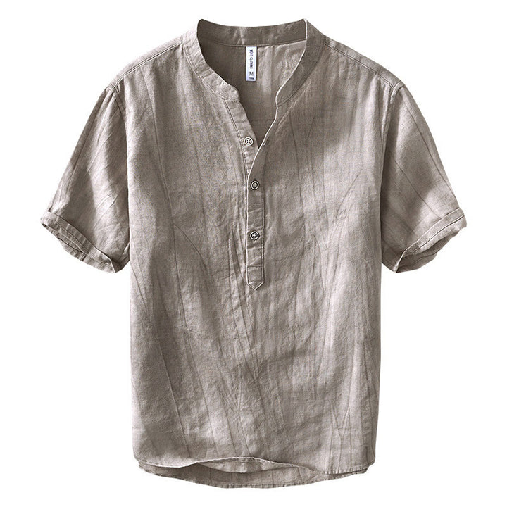Chemise homme en coton ramie à manches courtes et col en V Buddha Stones - image 12