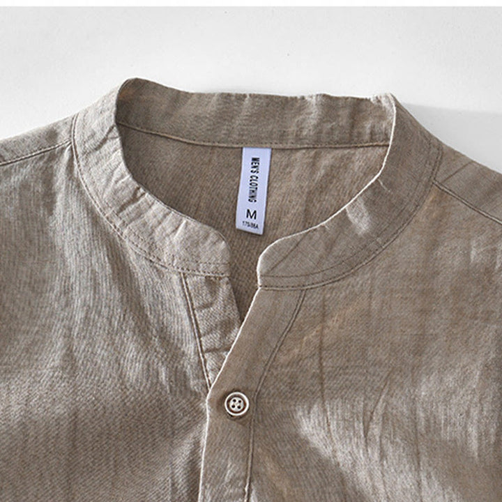 Chemise homme en coton ramie à manches courtes et col en V Buddha Stones - image 8