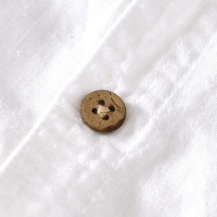 Chemise d'été à col montant et manches courtes en coton et lin pour homme, demi-boutonnage, motif Buddha Stones
