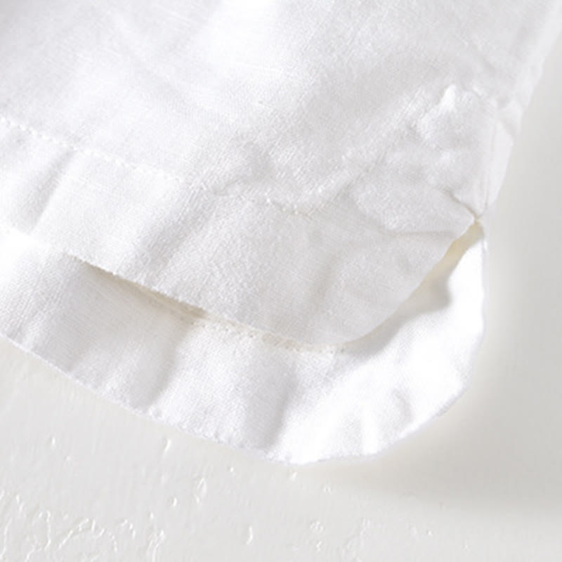 Chemise d'été à col montant et manches courtes en coton et lin pour homme, demi-boutonnage, motif Buddha Stones - image 12