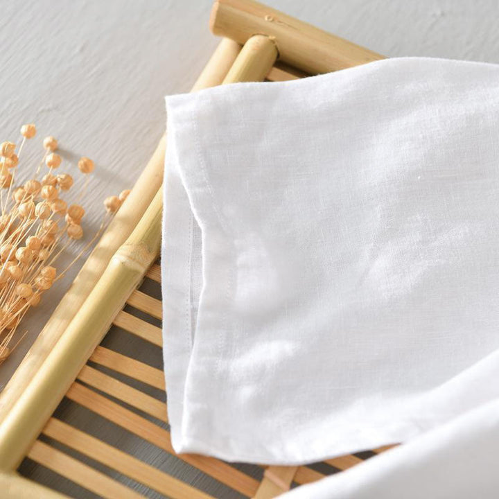 Chemise homme en lin à manches mi-longues et col montant, couleur unie, motif Buddha Stones - image 9