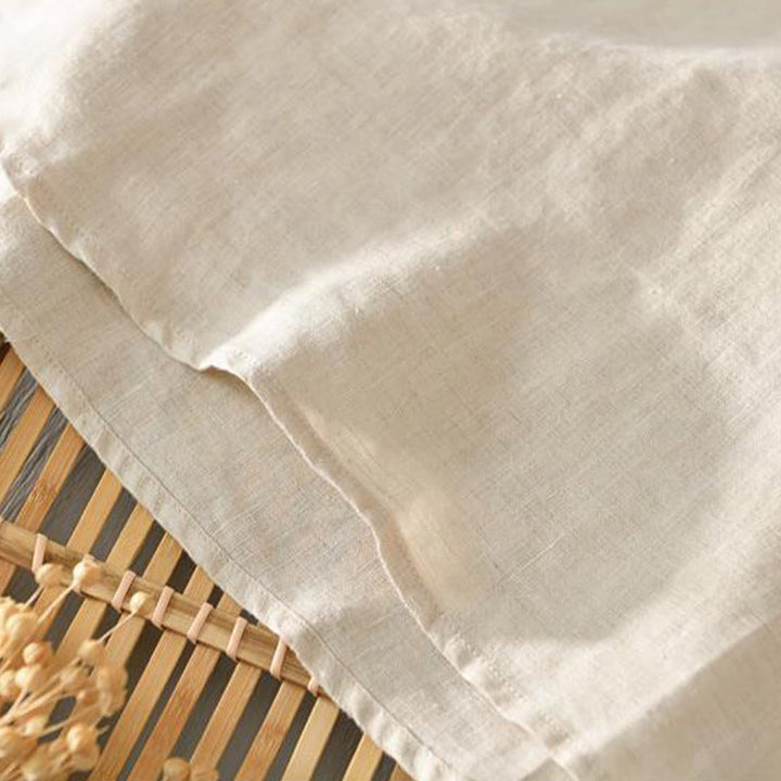 Chemise homme en lin à manches mi-longues et col montant, couleur unie, motif Buddha Stones - image 4