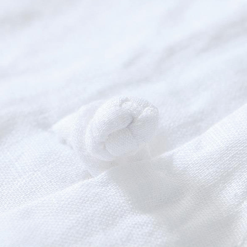 Chemise homme en lin à manches courtes et col montant avec boutons grenouille Buddha Stones Daily - image 9