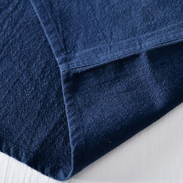 Chemise homme en coton et lin à manches courtes et col mandarin avec broderie Buddha Stones - image 7