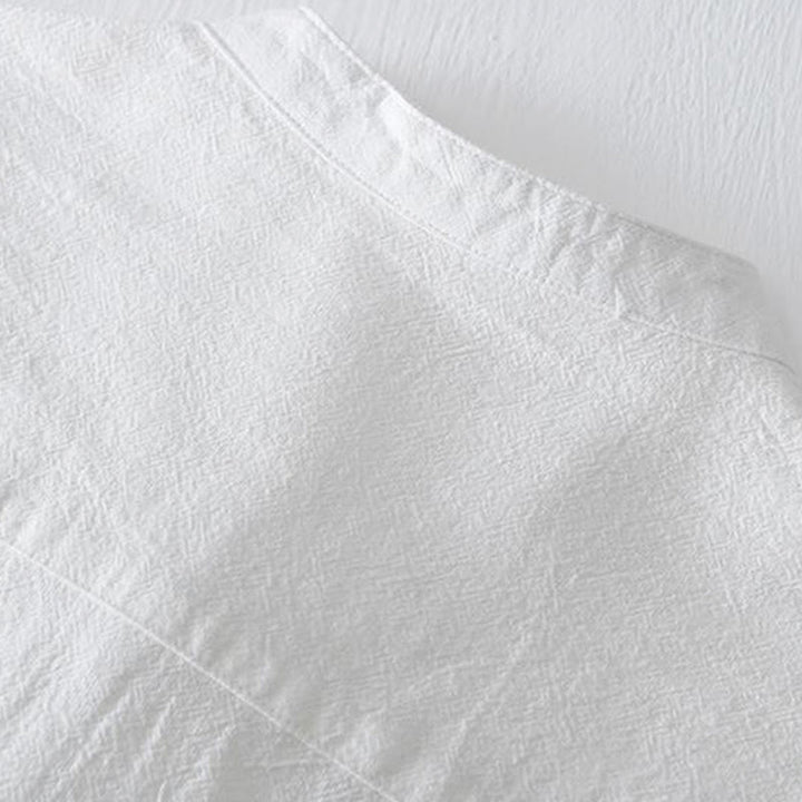 Chemise homme en coton et lin à manches courtes et col mandarin avec broderie Buddha Stones - image 16