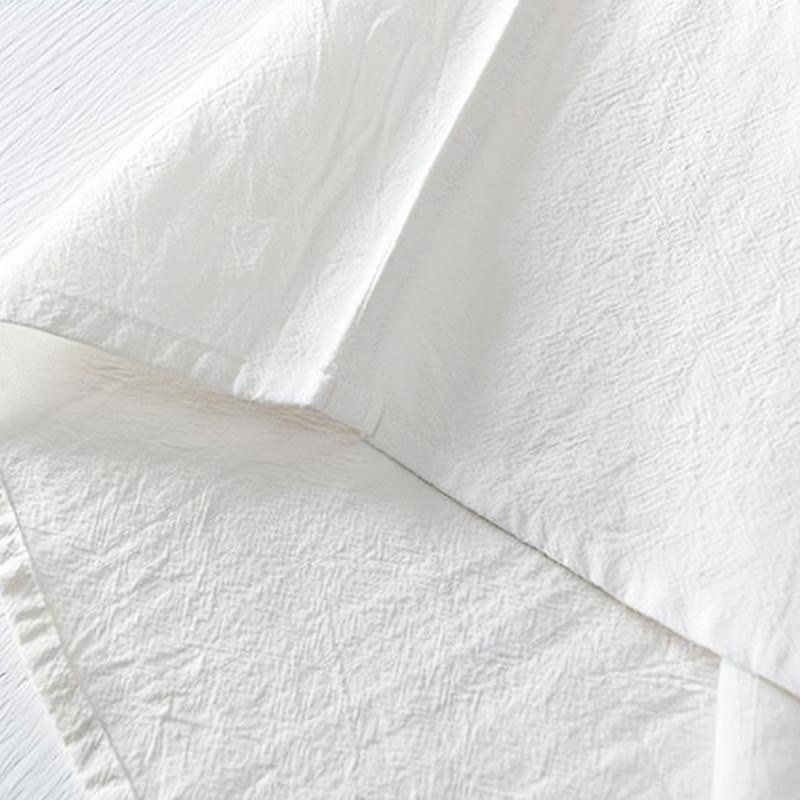 Chemise homme en coton et lin à manches courtes et col mandarin avec broderie Buddha Stones - image 18