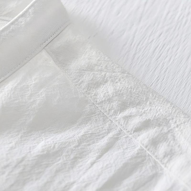 Chemise homme en coton et lin à manches courtes et col mandarin avec broderie Buddha Stones - image 15