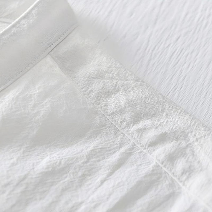 Chemise homme en coton et lin à manches courtes et col mandarin avec broderie Buddha Stones - image 15