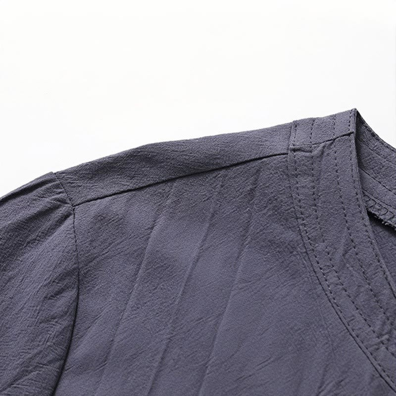 Ensemble 2 pièces de méditation pour homme, chemise chinoise à boutons et cordon de serrage, pantalon large avec poches, motif Buddha Stones - image 12