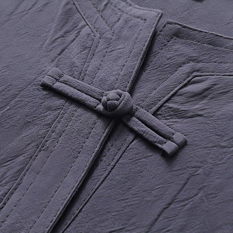 Ensemble 2 pièces de méditation pour homme, chemise chinoise à boutons et cordon de serrage, pantalon large avec poches, motif Buddha Stones - image 10