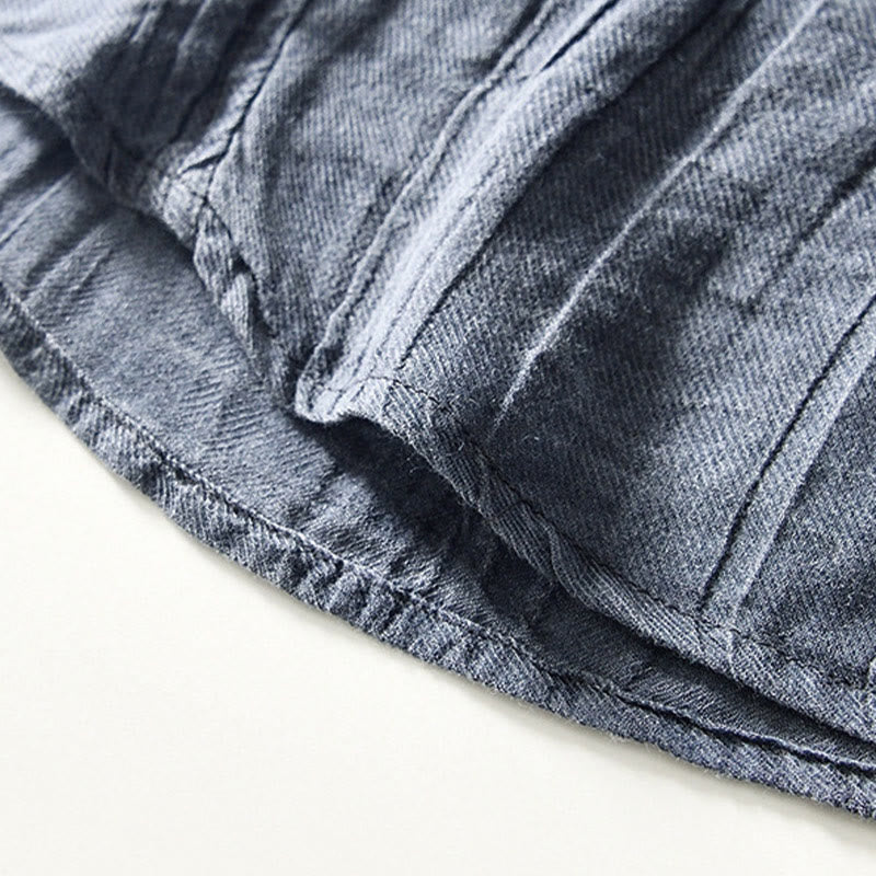 Chemise décontractée à revers uni en lin ramie et demi-bouton pour homme Buddha Stones