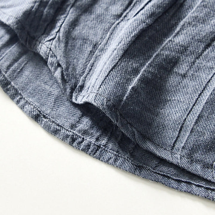 Chemise décontractée à revers uni en lin ramie et demi-bouton pour homme Buddha Stones