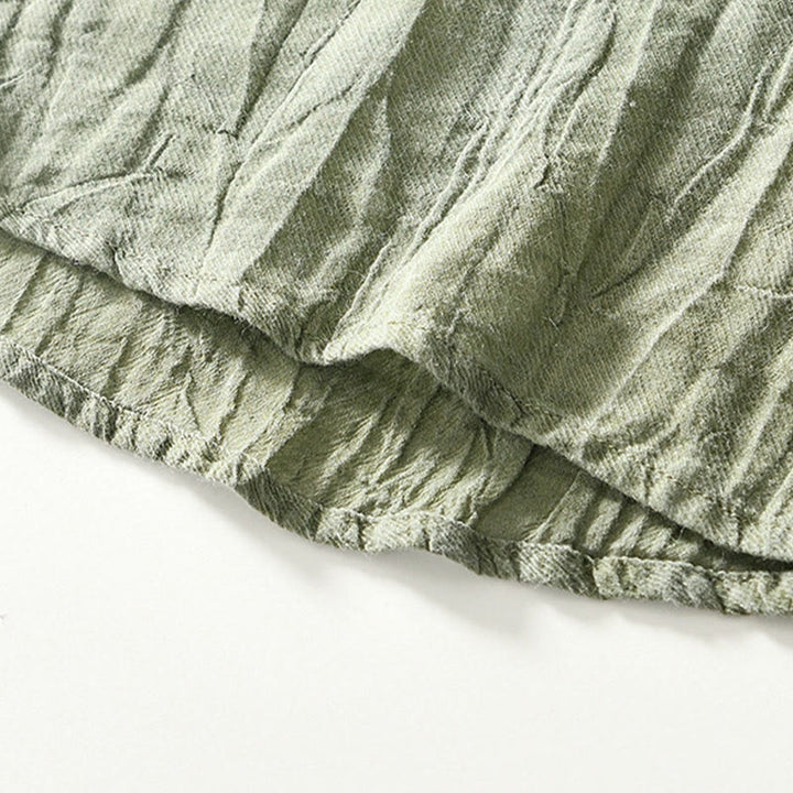Chemise décontractée à revers uni en lin ramie et demi-bouton pour homme Buddha Stones