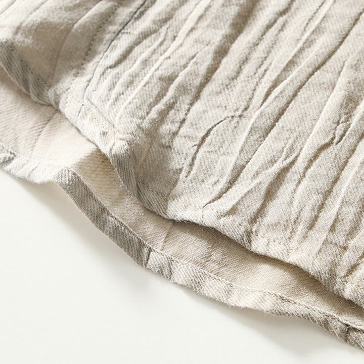Chemise décontractée à revers uni en lin ramie et demi-bouton pour homme Buddha Stones