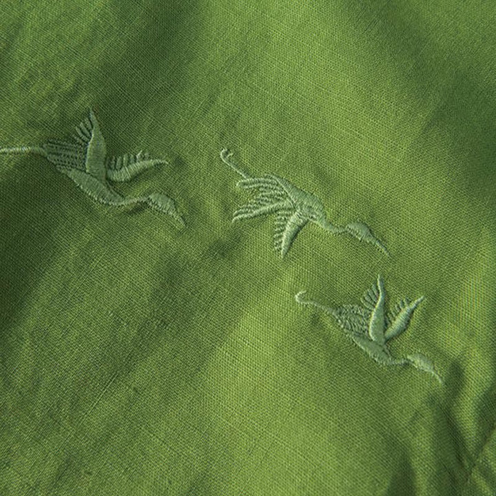 Chemise homme à col montant, broderie douce et motif Buddha Stones, en coton et lin, demi-bouton - image 13