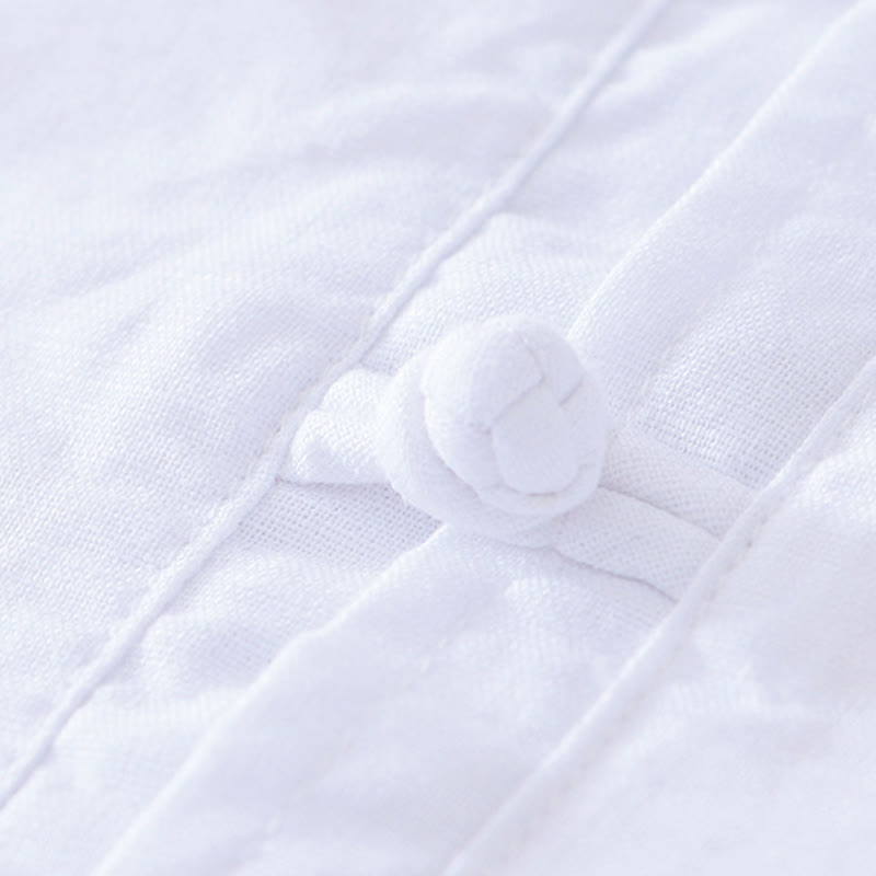 Chemise homme en coton et lin à col ras du cou et demi-boutonnage, motif Buddha Stones, douce et unie