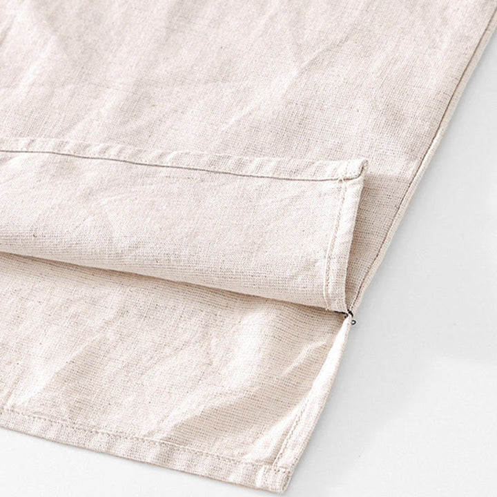 Chemise homme en coton et lin à col ras du cou et demi-boutonnage, motif Buddha Stones, douce et unie - image 4