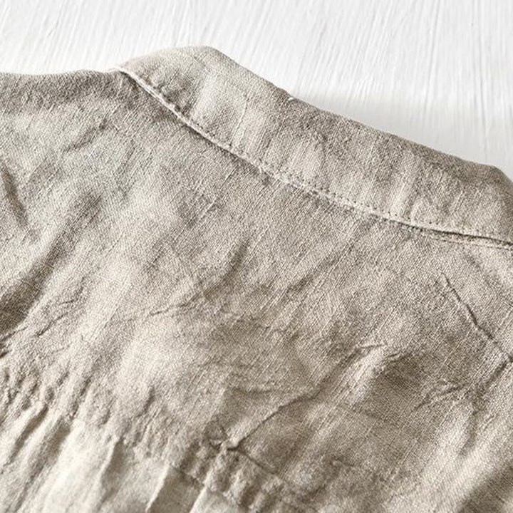 Chemise homme en lin à manches courtes et demi-boutonnage, motif Buddha Stones, design simple - image 2