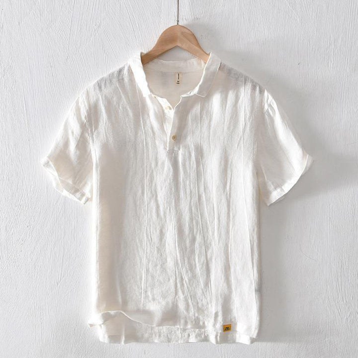 Chemise homme en lin à manches courtes et demi-boutonnage, motif Buddha Stones, design simple - Blanc - US/UK/AU42，EU52 (3XL) - image 4
