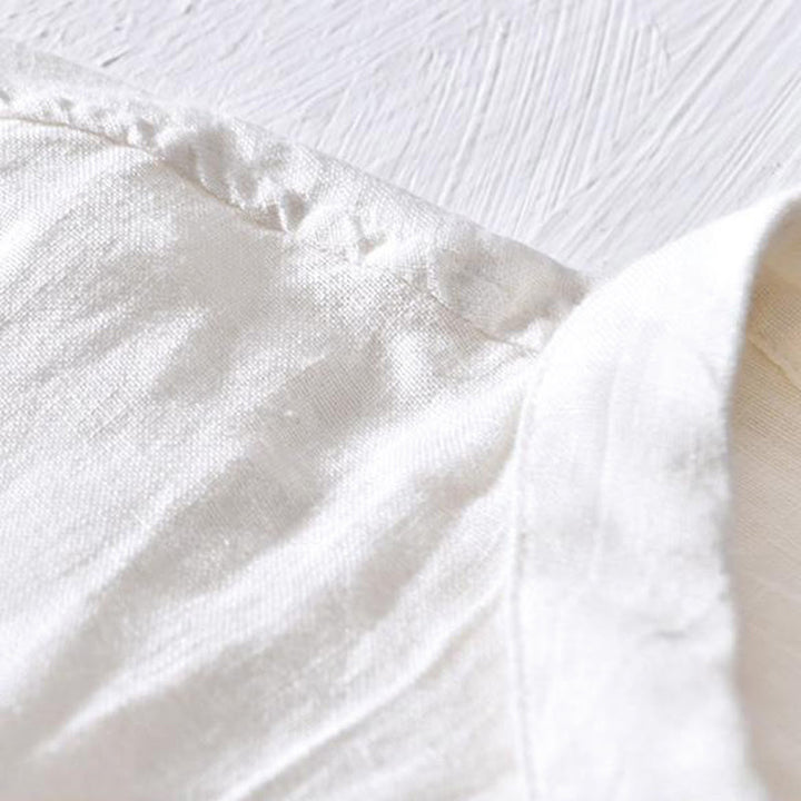 Chemise homme en lin à manches courtes et demi-boutonnage, motif Buddha Stones, design simple - image 7