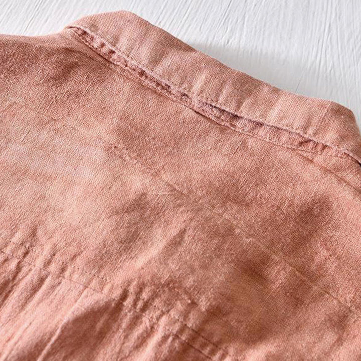 Chemise homme en lin à manches courtes et demi-boutonnage, motif Buddha Stones, design simple - image 14