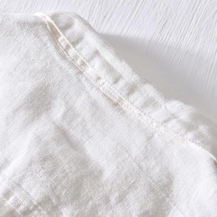 Chemise homme en lin à manches courtes et demi-boutonnage, motif Buddha Stones, design simple - image 6