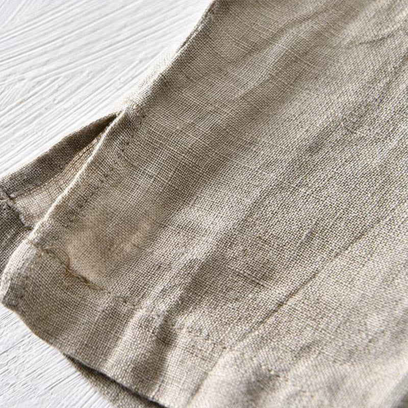 Chemise homme en lin à manches courtes et demi-boutonnage, motif Buddha Stones, design simple - image 3