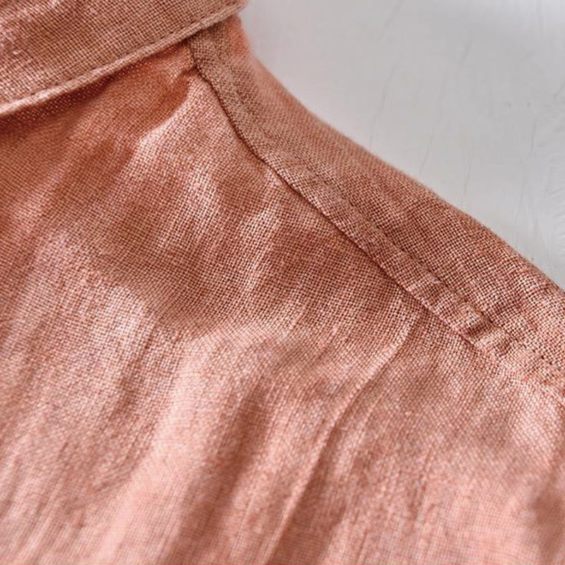 Chemise homme en lin à manches courtes et demi-boutonnage, motif Buddha Stones, design simple - image 15