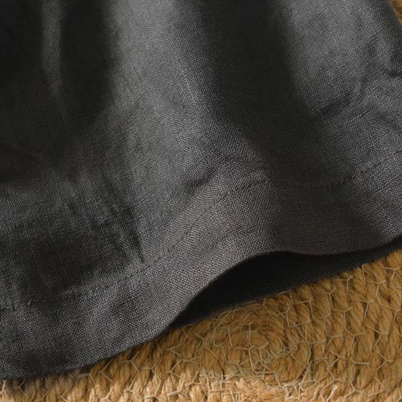 Chemise décontractée en lin à manches courtes et col en V pour homme Buddha Stones