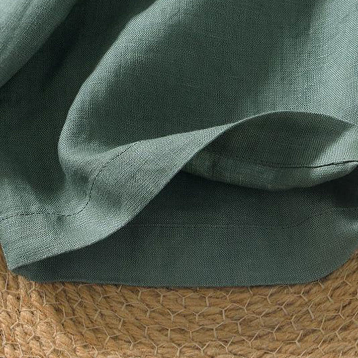 Chemise décontractée en lin à manches courtes et col en V pour homme Buddha Stones