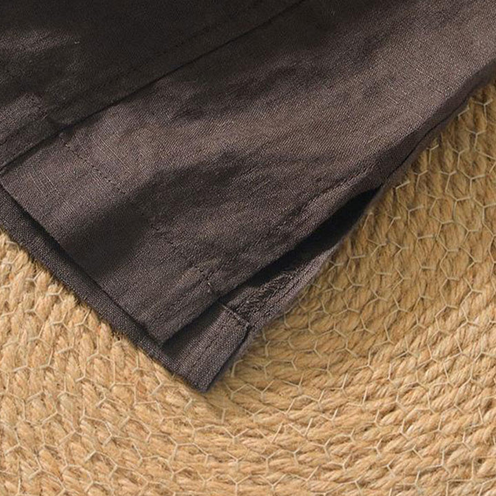 Chemise décontractée en lin à manches courtes et col en V pour homme Buddha Stones